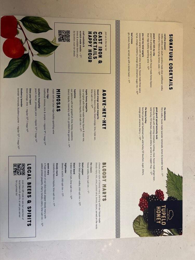 Tupelo Honey Cafe - Knoxville, TN menu_pic