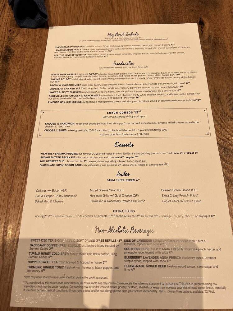 Tupelo Honey Cafe - Knoxville, TN menu_pic