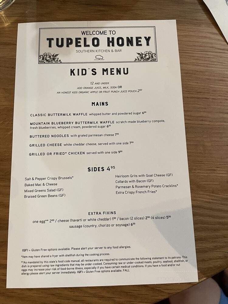 Tupelo Honey Cafe - Knoxville, TN menu_pic