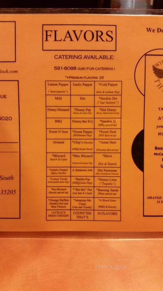 Wings Around the Clock - Birmingham, AL menu_pic