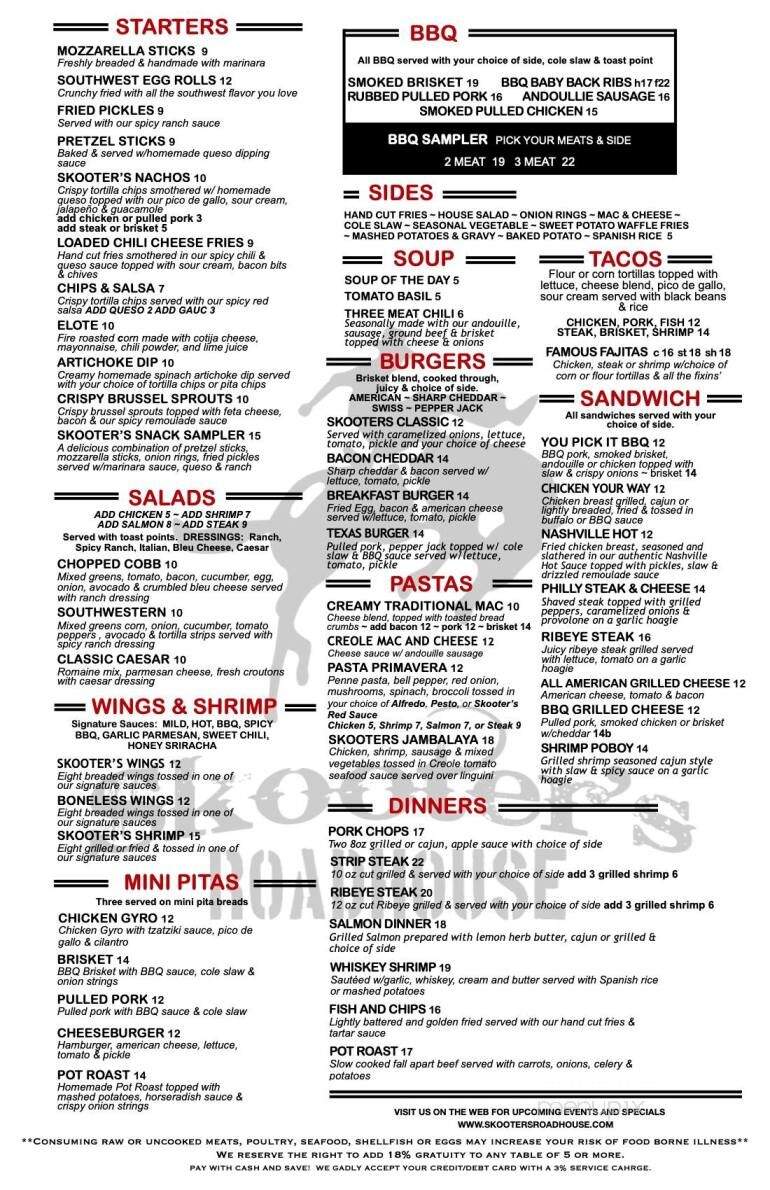Skooter's Roadhouse - Shorewood, IL menu_pic
