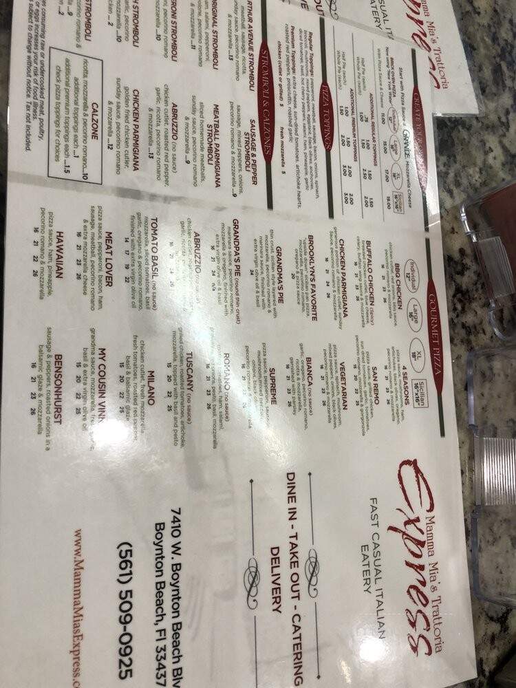Mamma Mia's Trattoria Express - Boynton Beach, FL menu_pic