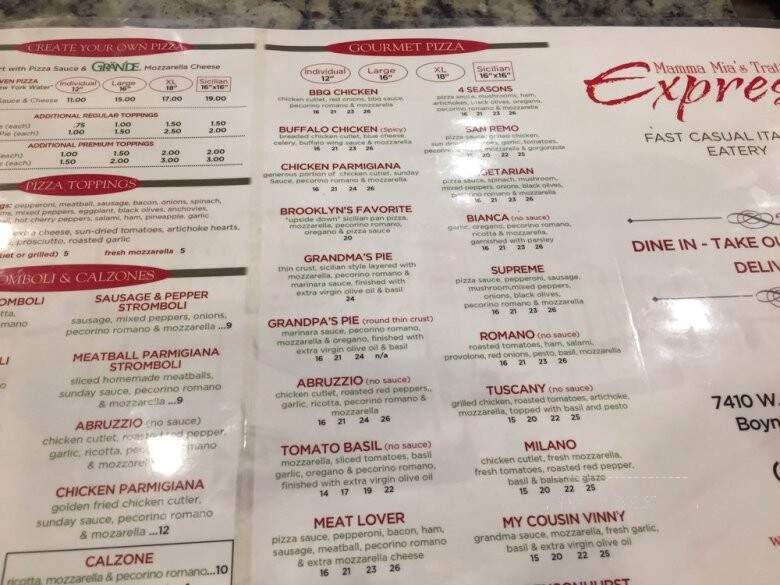 Mamma Mia's Trattoria Express - Boynton Beach, FL menu_pic