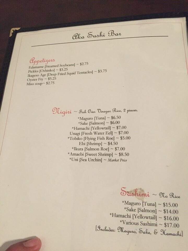 Akasushi Bar - Waimea, HI menu_pic