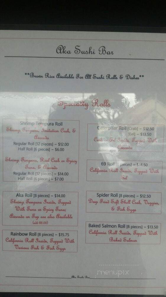 Akasushi Bar - Waimea, HI menu_pic