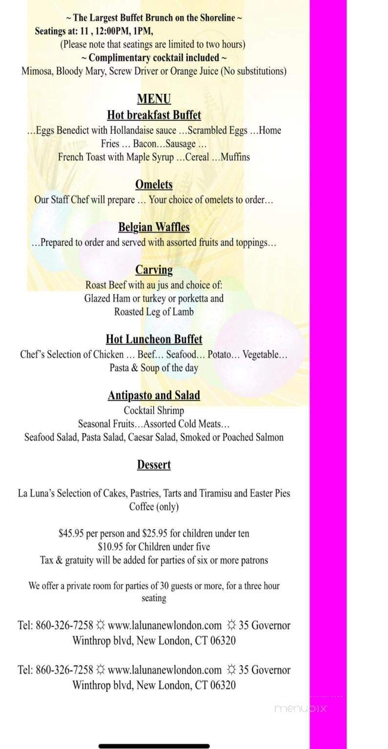 La Luna Ristorante - New London, CT menu_pic