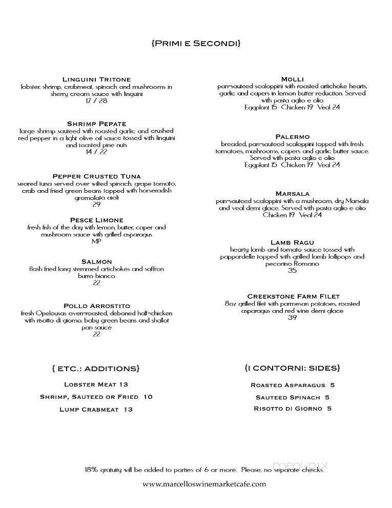 Marcello's Wine Market Cafe - Lafayette, LA menu_pic
