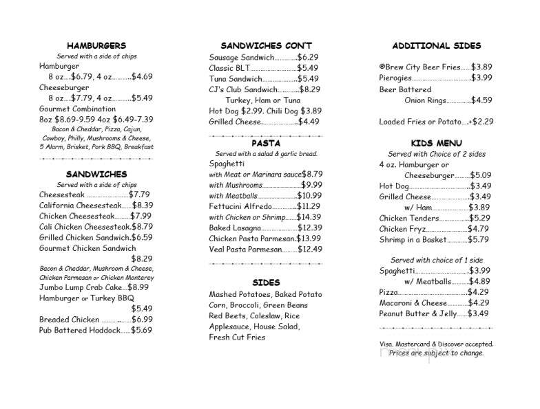C J Hummel's - Lenhartsville, PA menu_pic