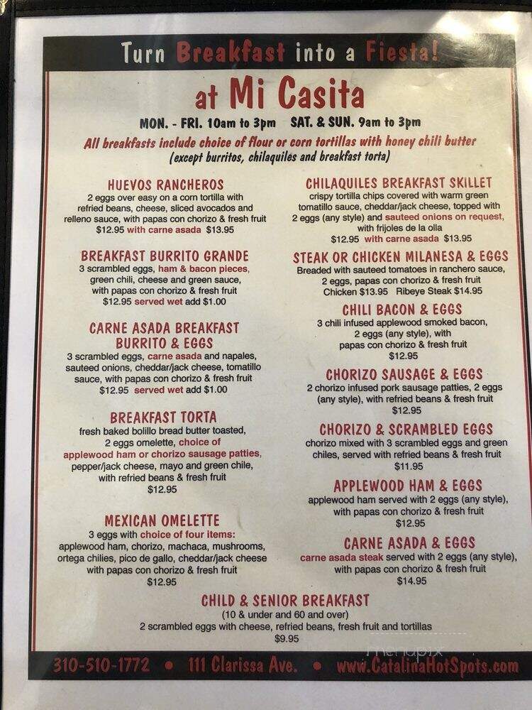 Mi Casita - Avalon, CA menu_pic