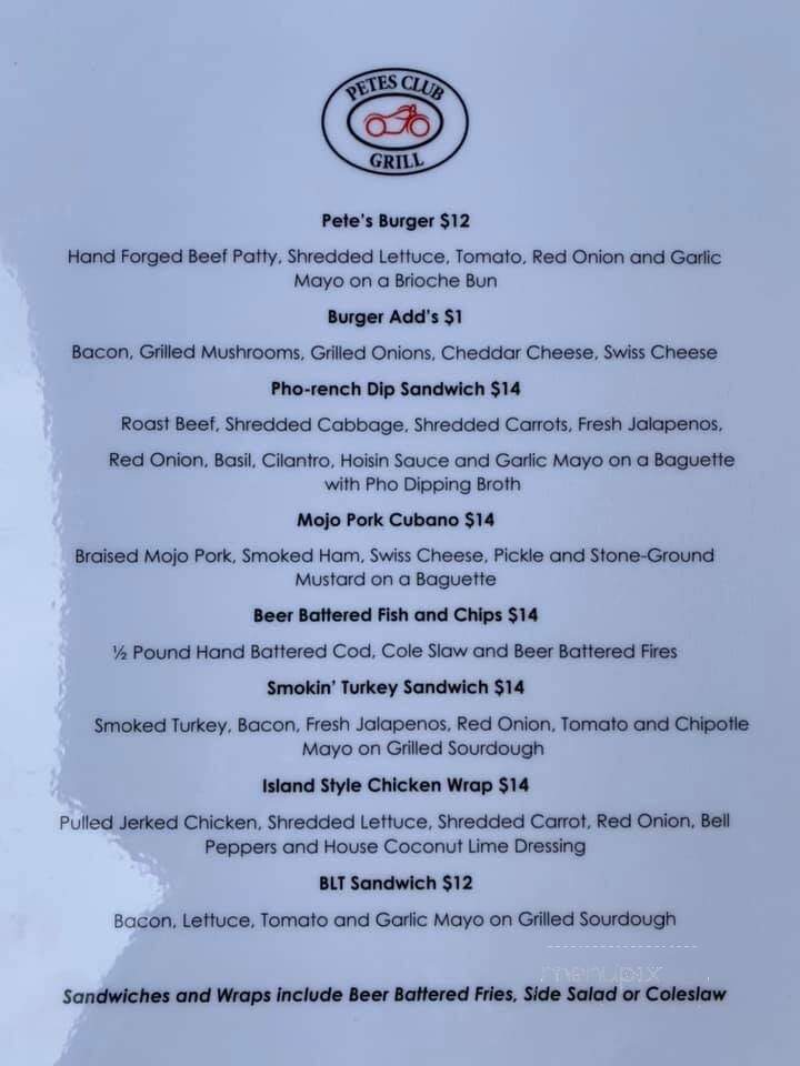 Pete's Grill & Pub - Carnation, WA menu_pic