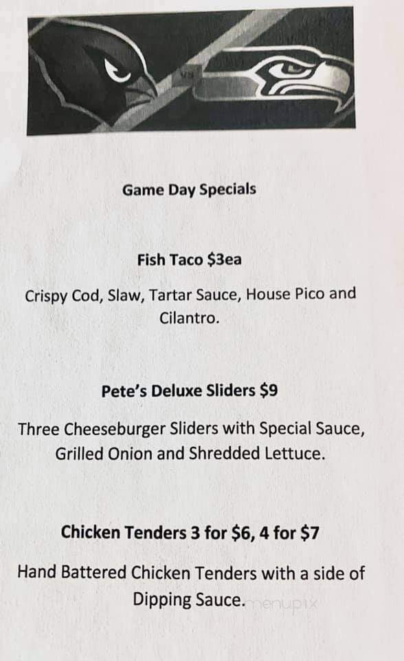 Pete's Grill & Pub - Carnation, WA menu_pic