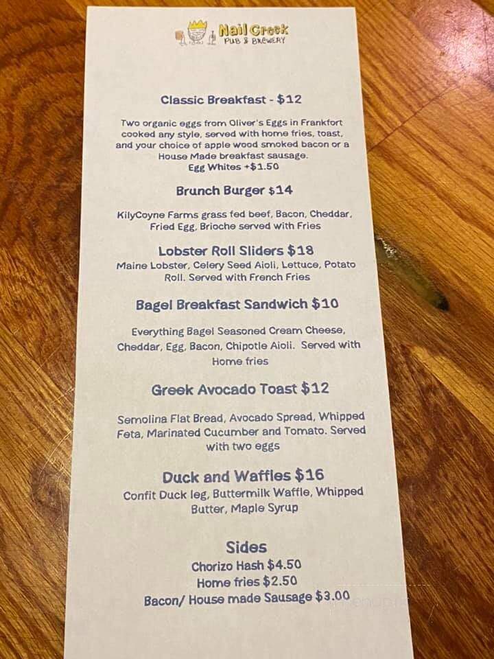 Nail Creek Pub & Brewery - Utica, NY menu_pic