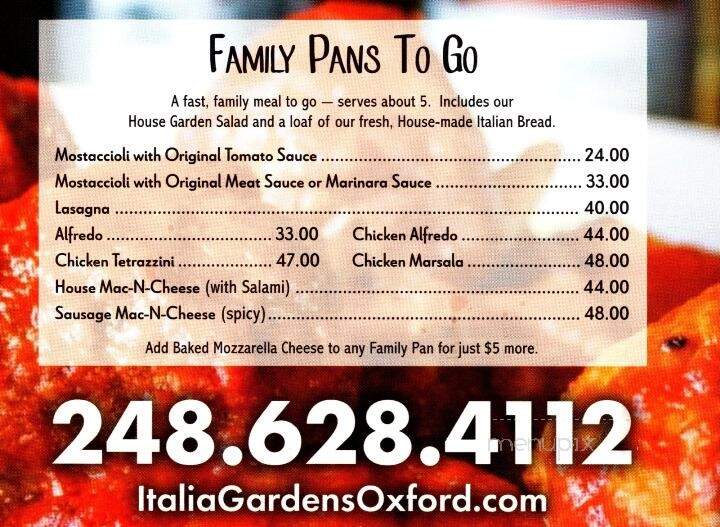 Italia Gardens - Oxford, MI menu_pic