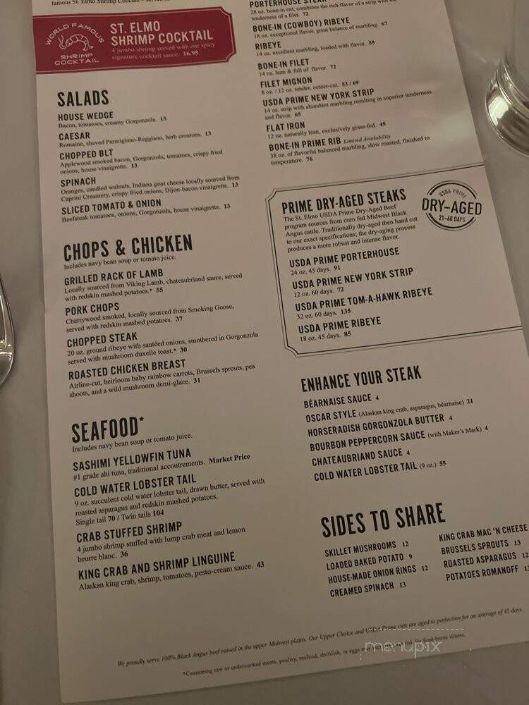St Elmo Steak House - Indianapolis, IN menu_pic