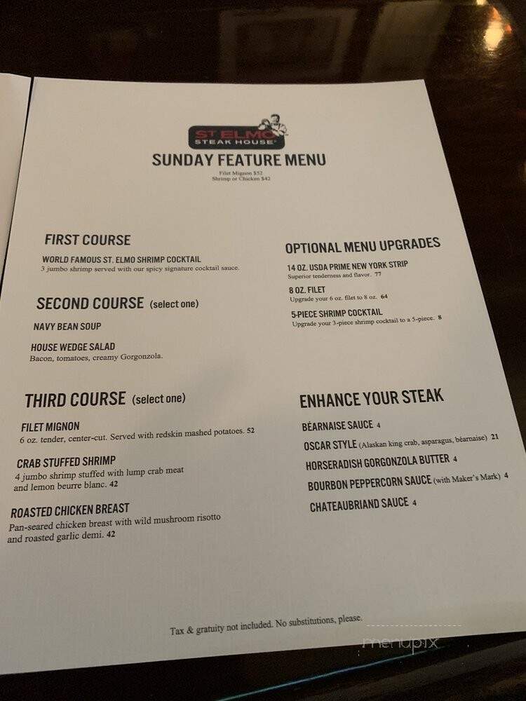 St Elmo Steak House - Indianapolis, IN menu_pic