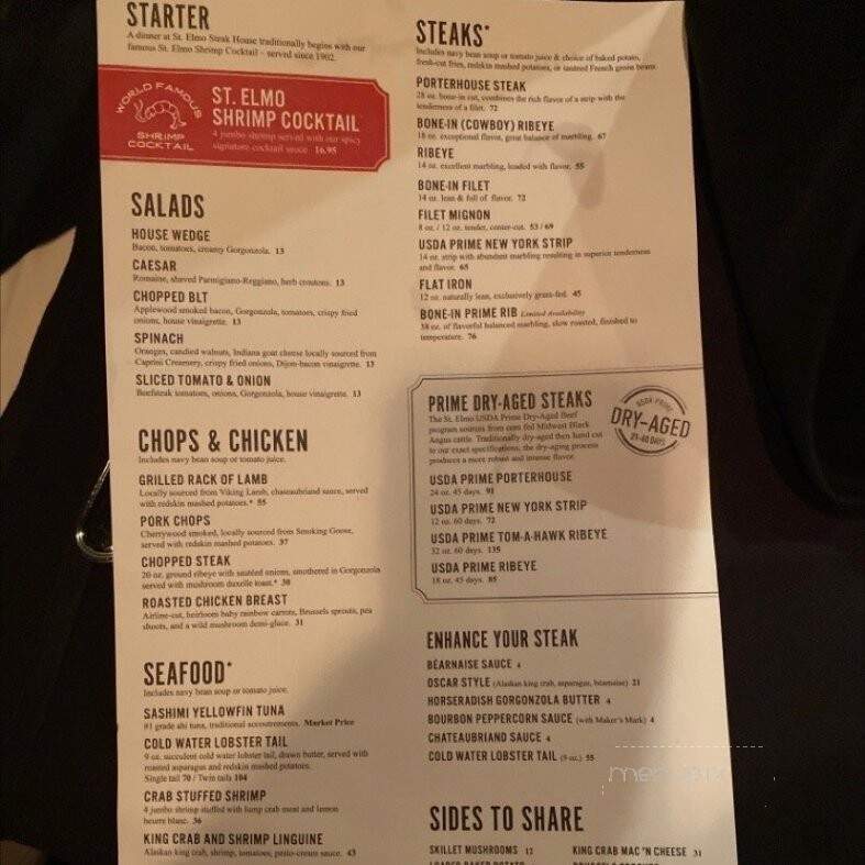 St Elmo Steak House - Indianapolis, IN menu_pic