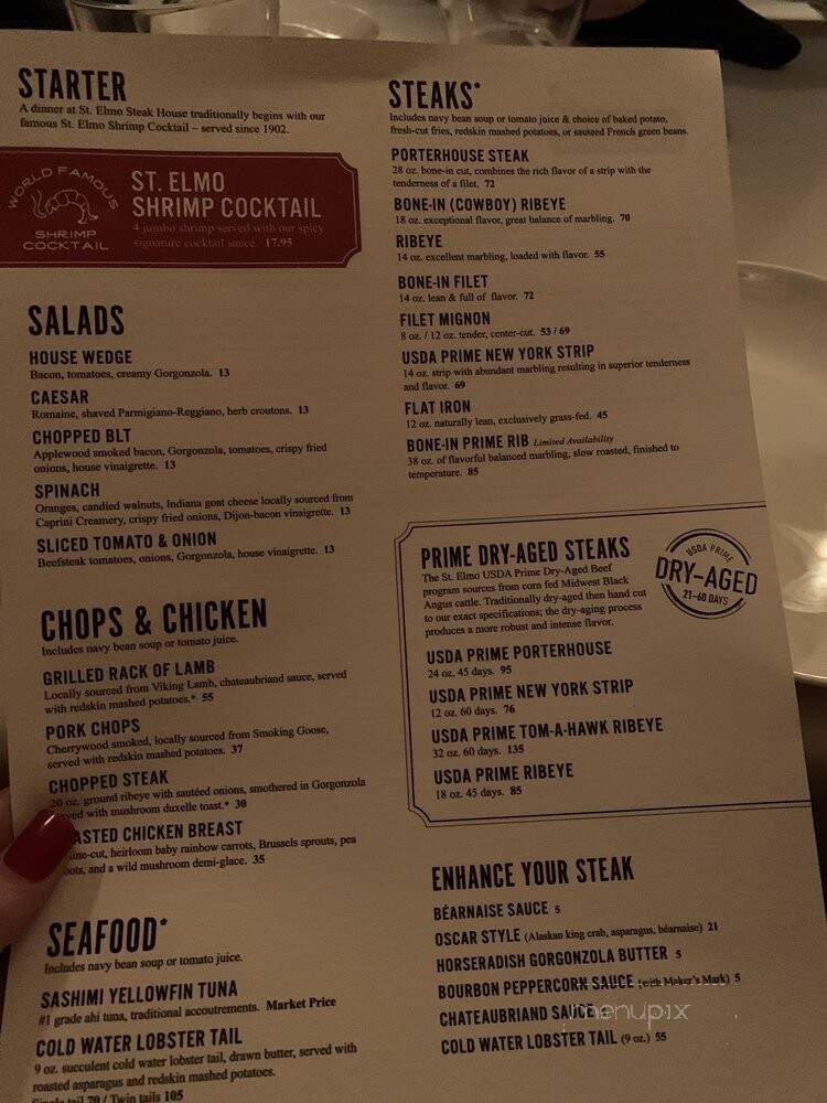 St Elmo Steak House - Indianapolis, IN menu_pic