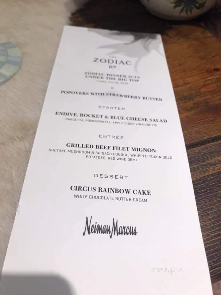 Zodiac Room - Dallas, TX menu_pic