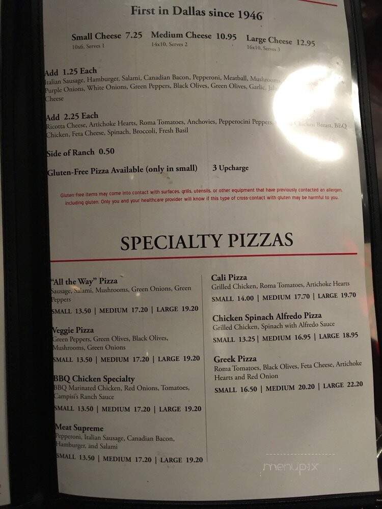 Campisi's Egyptian Restaurant - Dallas, TX menu_pic