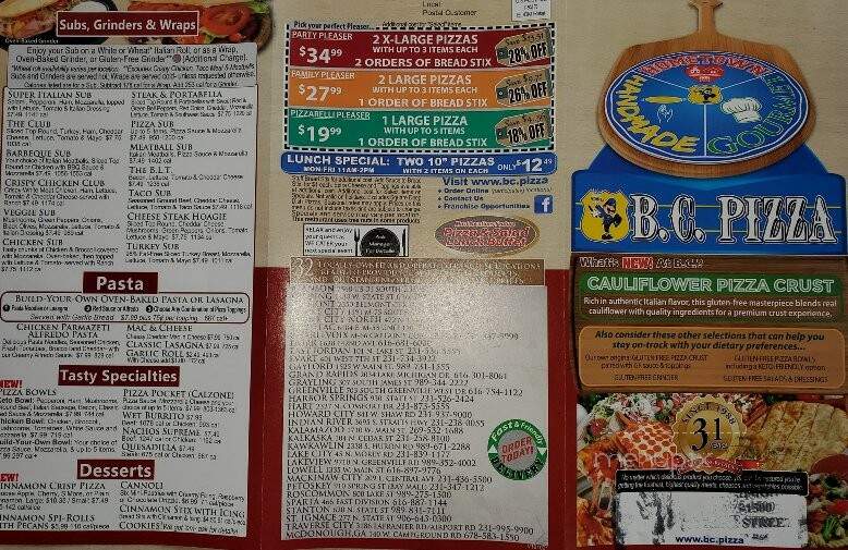 BC Pizza - Roscommon, MI menu_pic