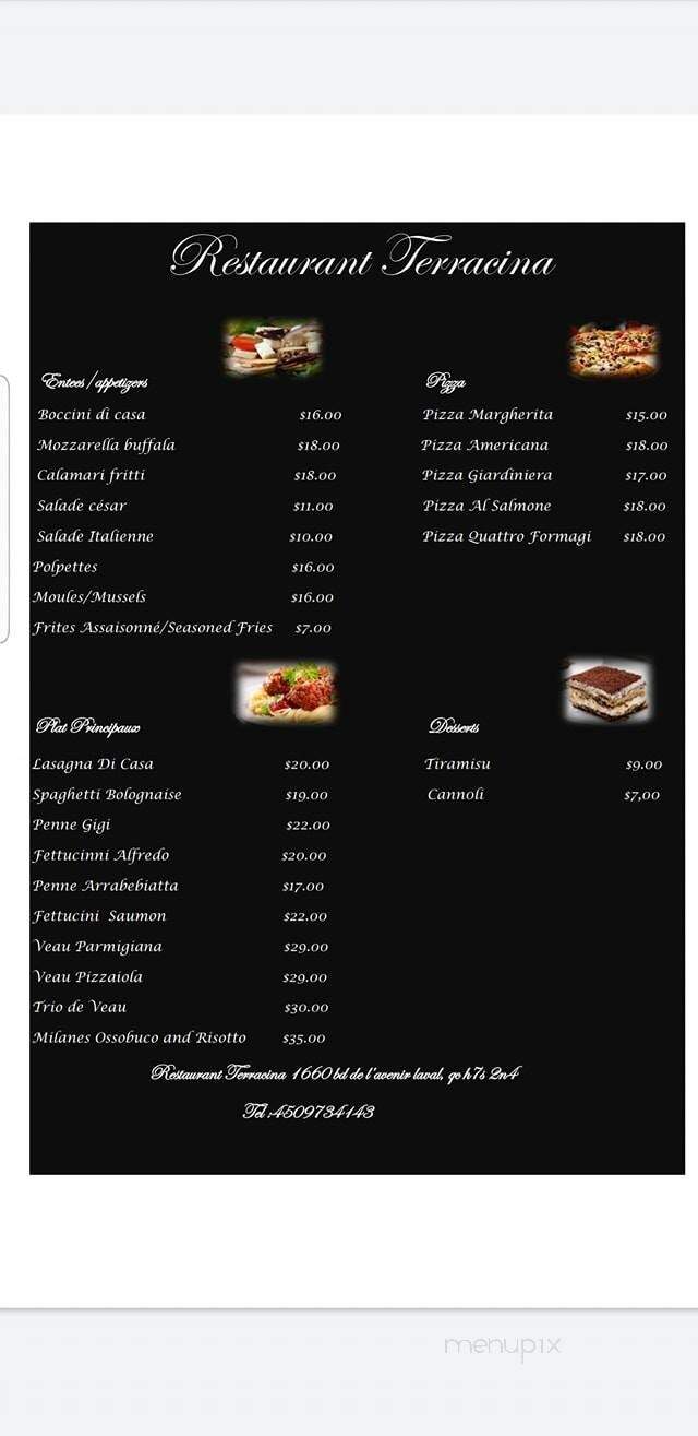 Restaurant Terracina - Laval, QC menu_pic