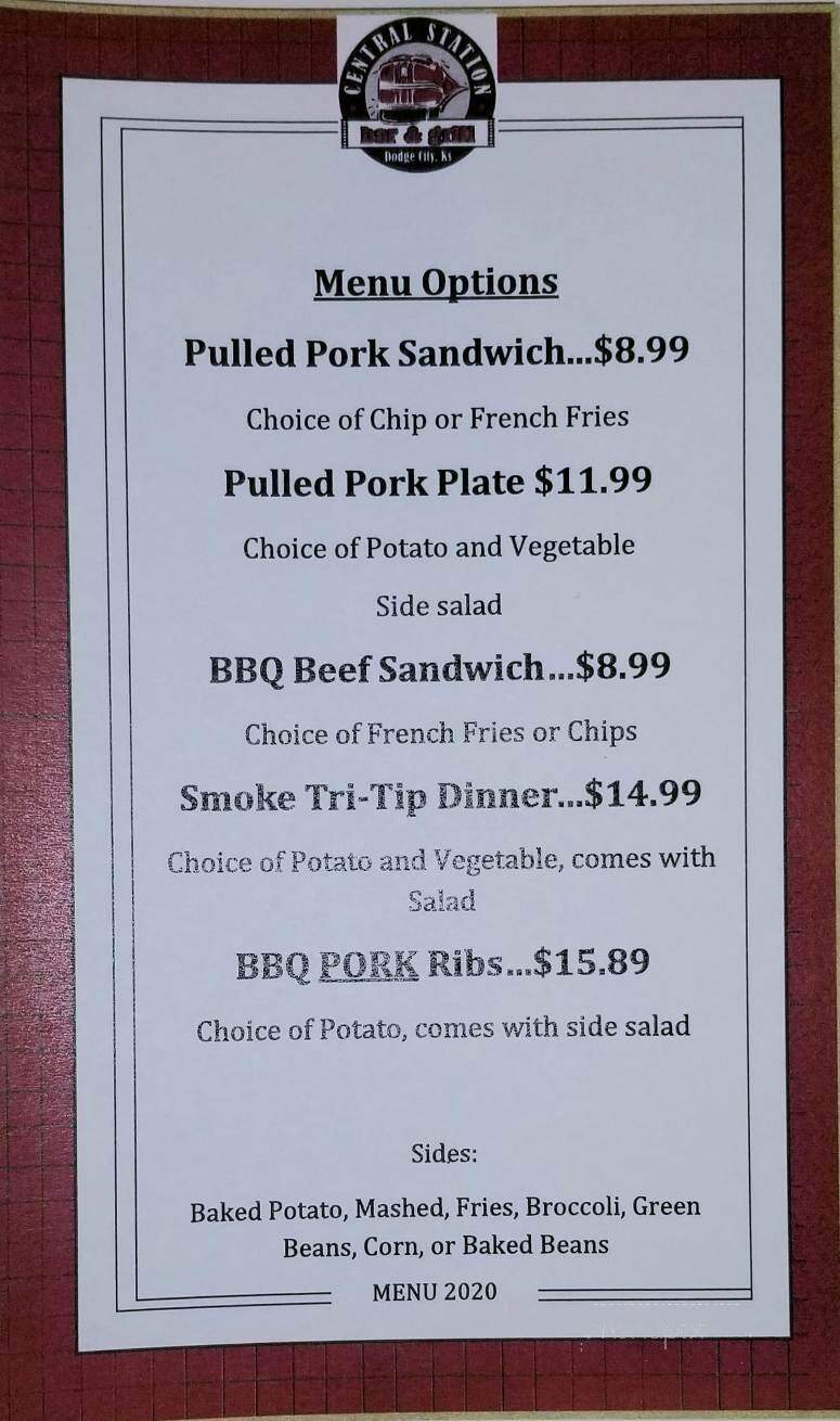 Central Station Club & Grill - Dodge City, KS menu_pic