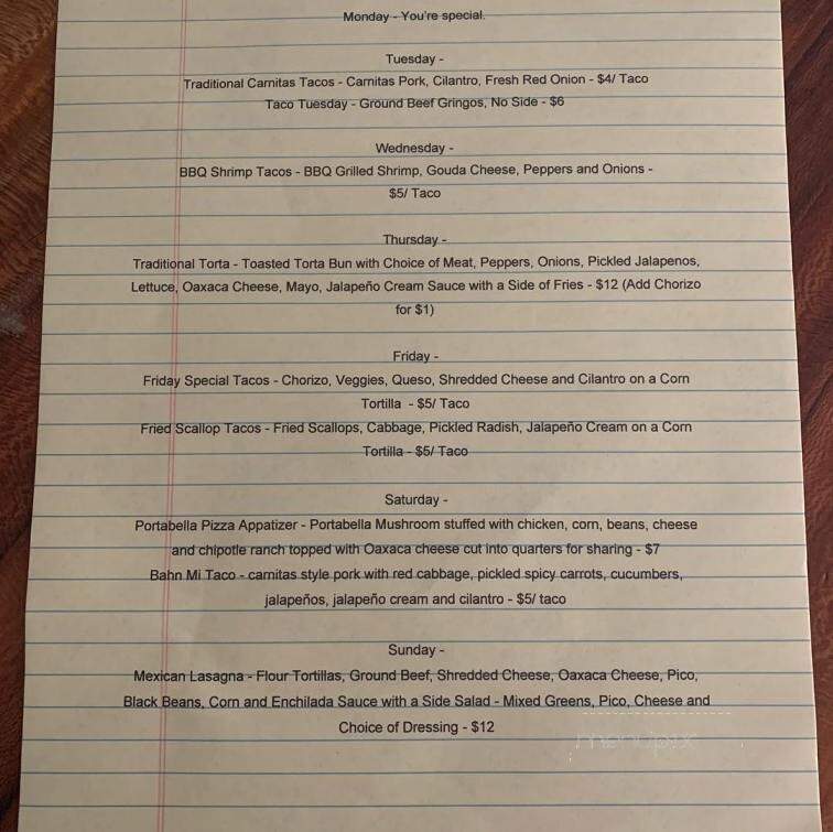 Bubba Garcia's Mexican Cantina - St Simons Island, GA menu_pic