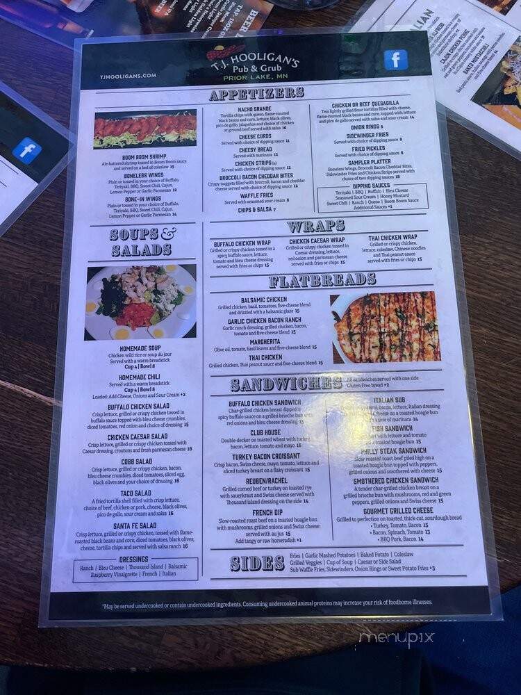 T J Hooligan's - Prior Lake, MN menu_pic