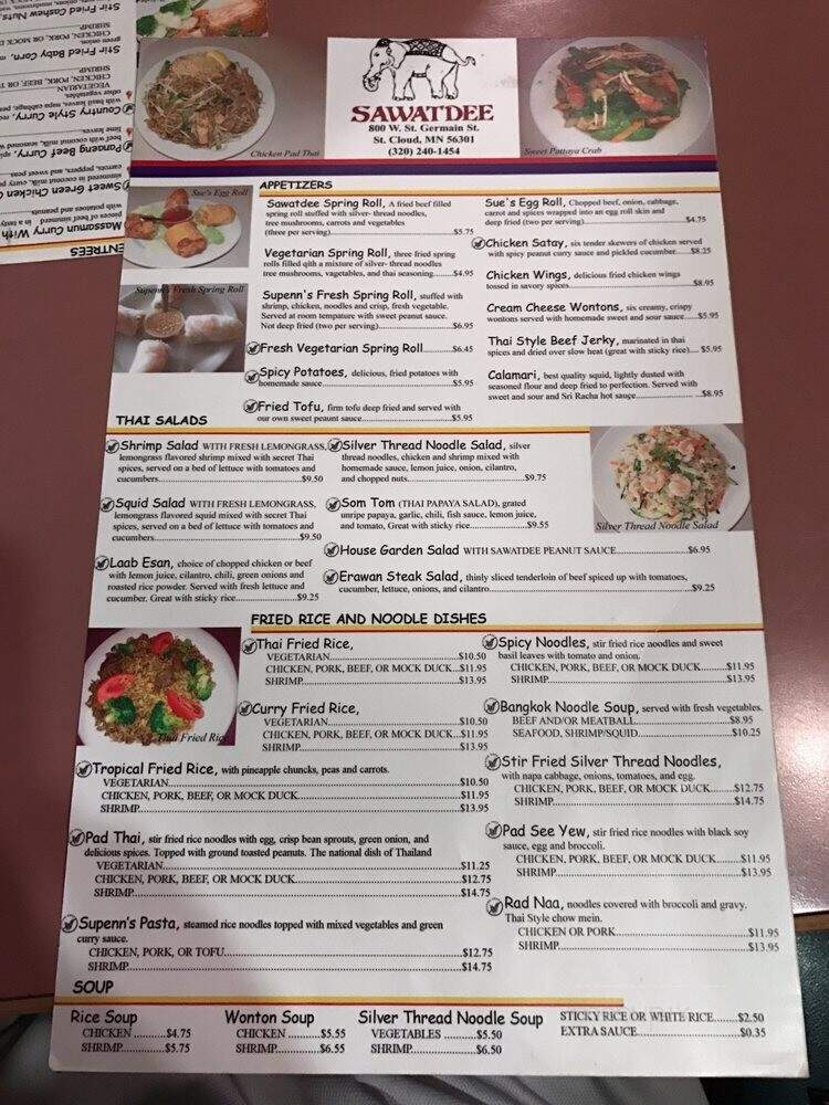 Sawatdee Thai Restaurant - Saint Cloud, MN menu_pic