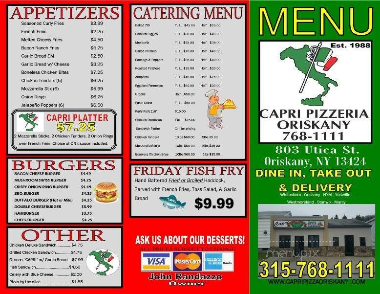 Capri Pizzeria - Oriskany, NY