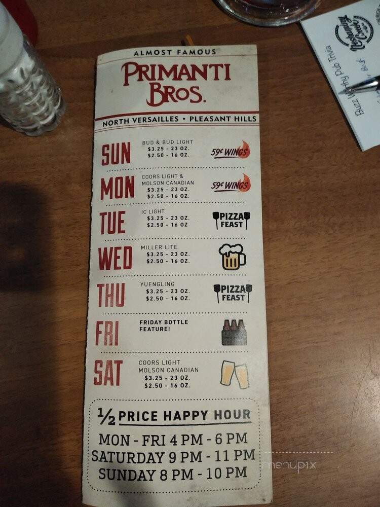Primanti Bros Pleasant Hill - Pleasant Hills, PA menu_pic