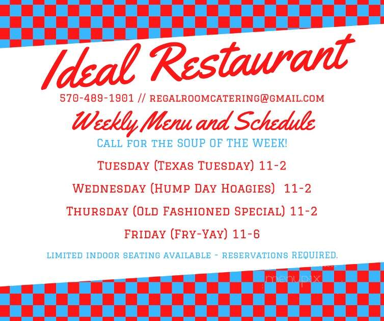 Regal Room - Olyphant, PA menu_pic