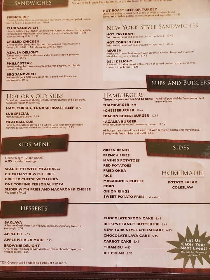 Azalea Inn - Norfolk, VA menu_pic