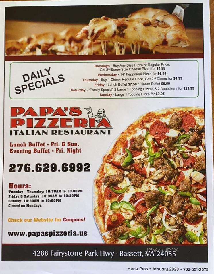 Papa's Pizza - Bassett, VA