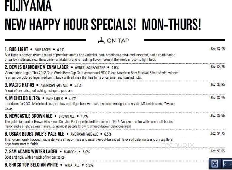 Fujiyama - Beckley, WV menu_pic