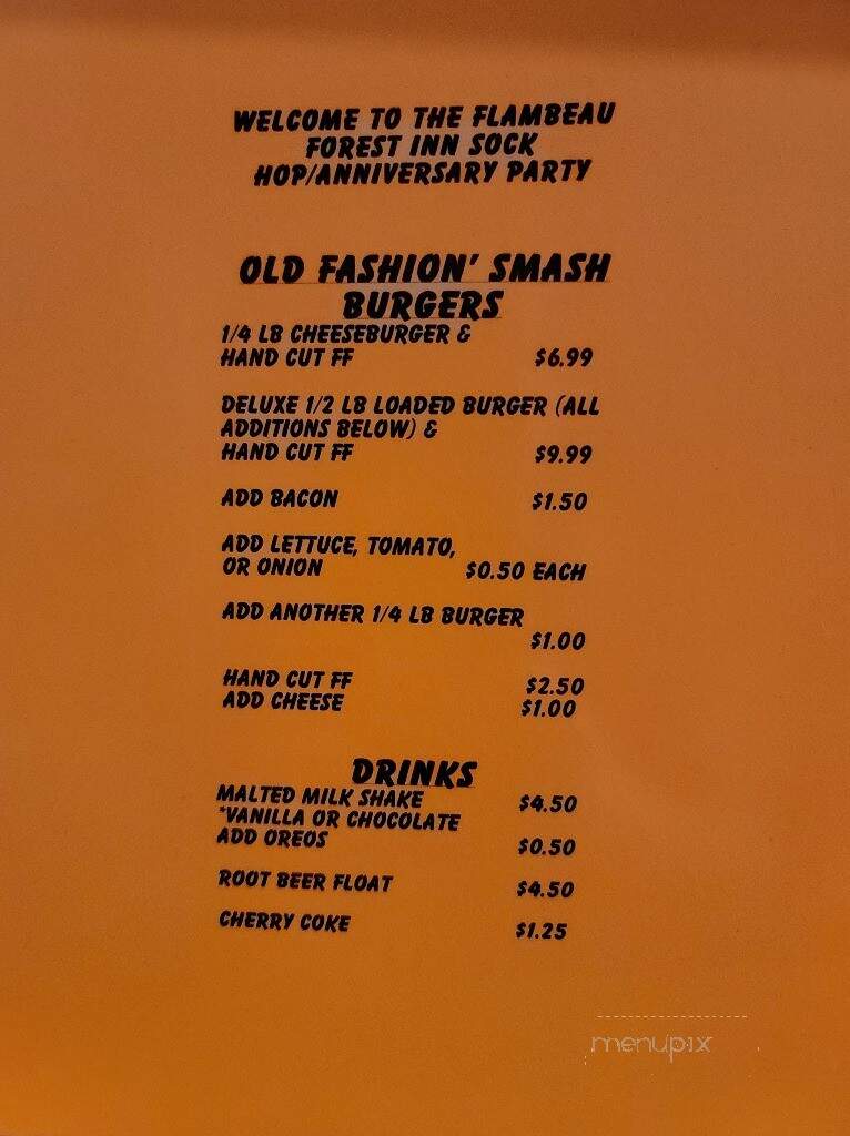 Flambeau Forest Inn - Winter, WI menu_pic