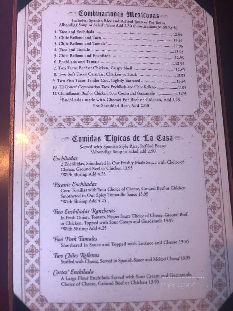 El Cortez Mexican Restaurant - Laguna Niguel, CA menu_pic