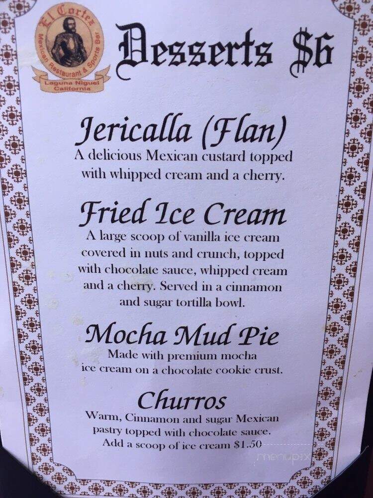 El Cortez Mexican Restaurant - Laguna Niguel, CA menu_pic