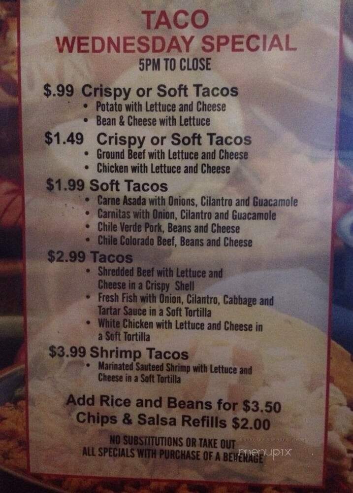 El Cortez Mexican Restaurant - Laguna Niguel, CA menu_pic