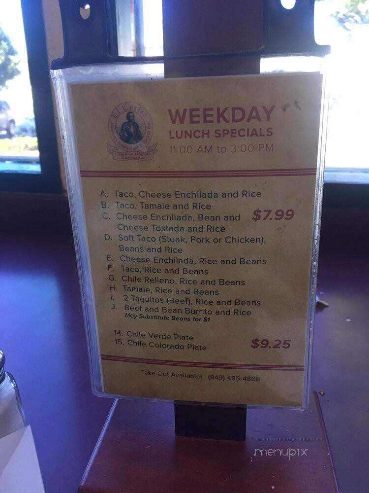 El Cortez Mexican Restaurant - Laguna Niguel, CA menu_pic