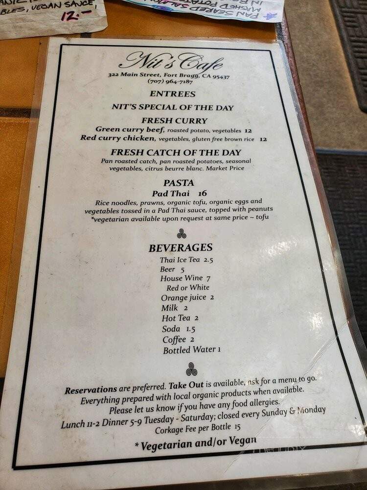 Nit's Cafe - Fort Bragg, CA menu_pic