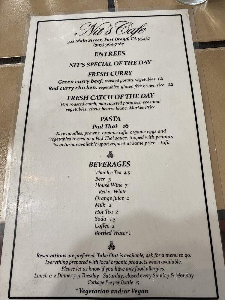 Nit's Cafe - Fort Bragg, CA menu_pic