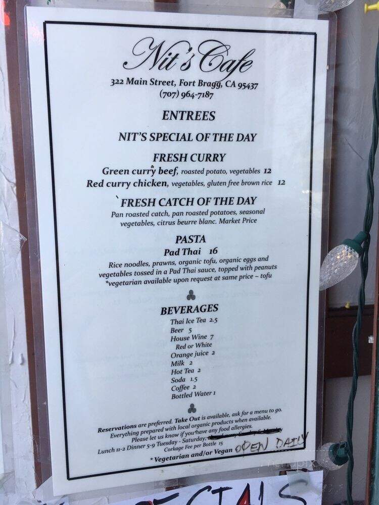 Nit's Cafe - Fort Bragg, CA menu_pic