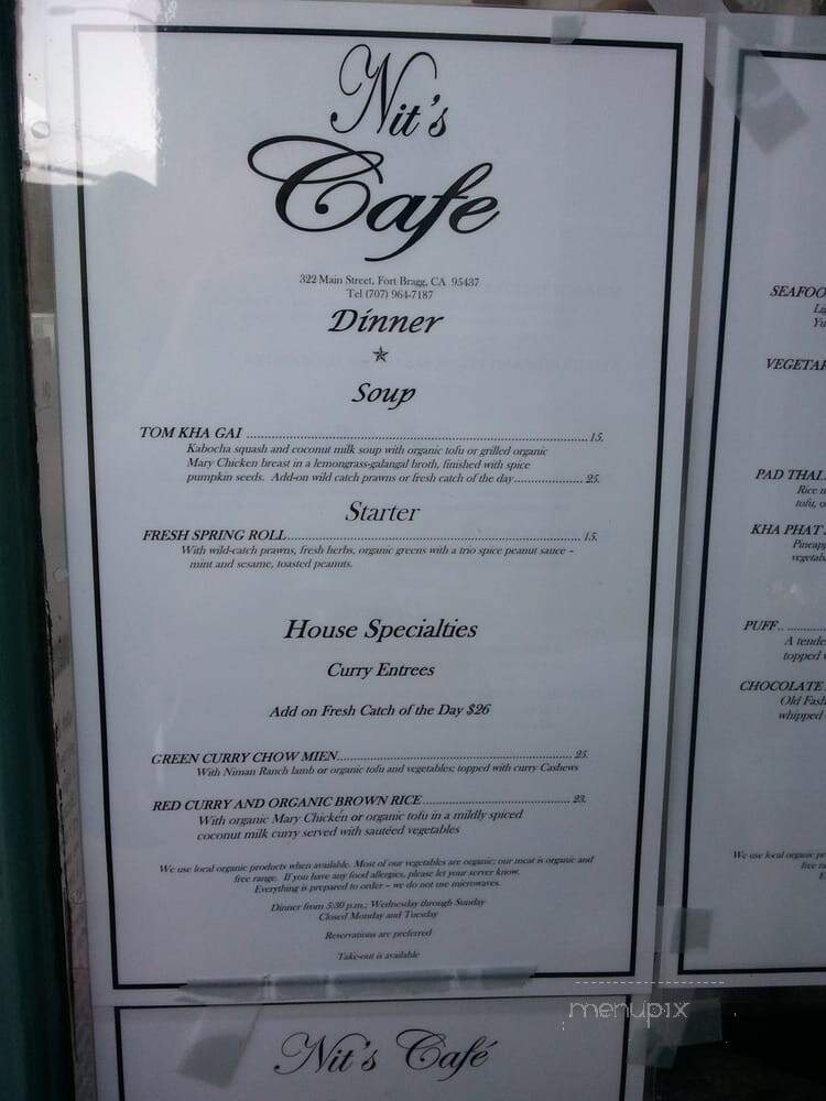 Nit's Cafe - Fort Bragg, CA menu_pic