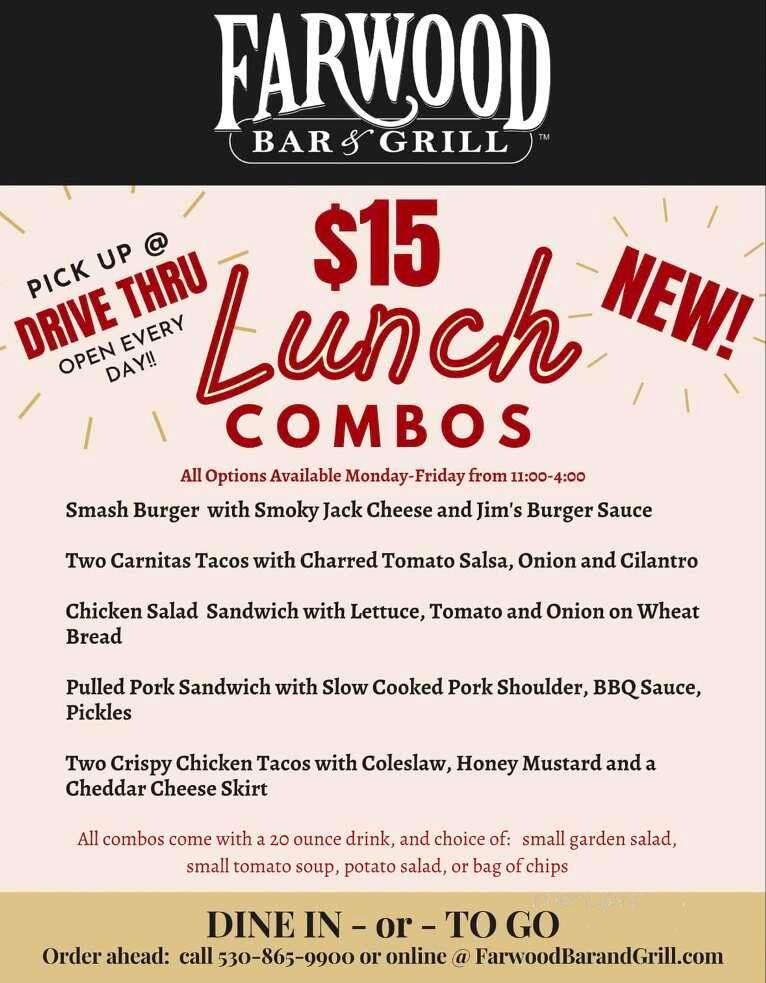 Farwood Bar & Grill - Orland, CA menu_pic