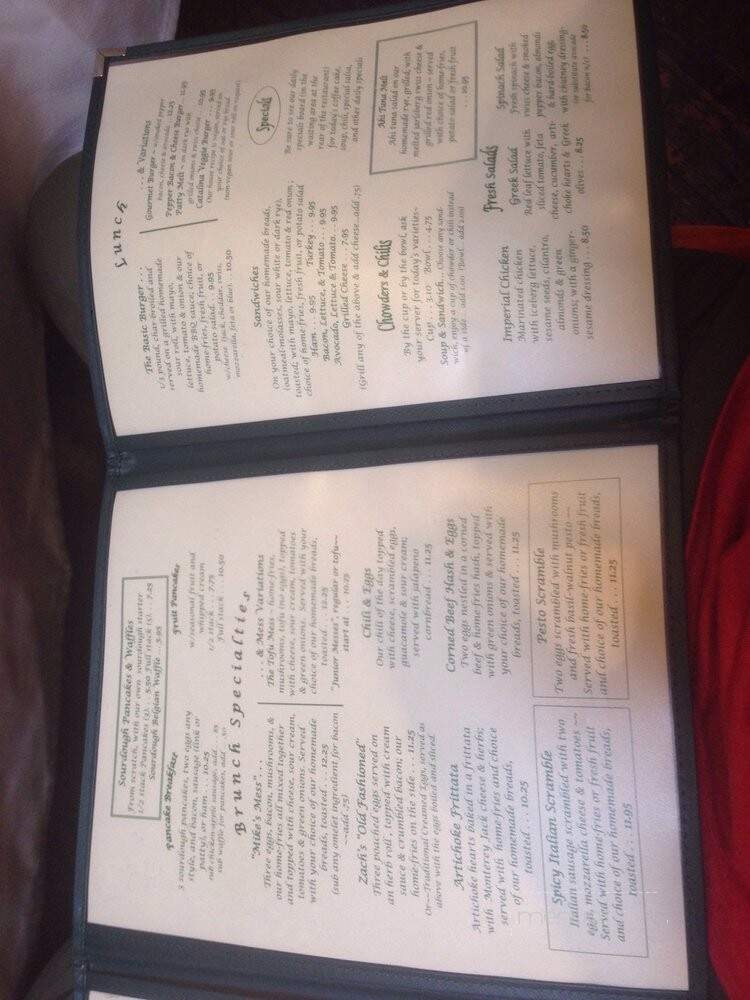 Zachary's Restaurant - Santa Cruz, CA menu_pic