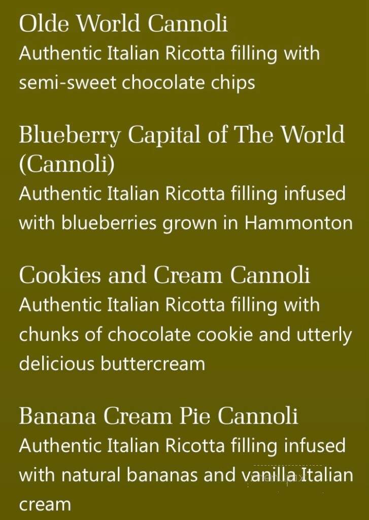 Cannoli World - Hammonton, NJ menu_pic