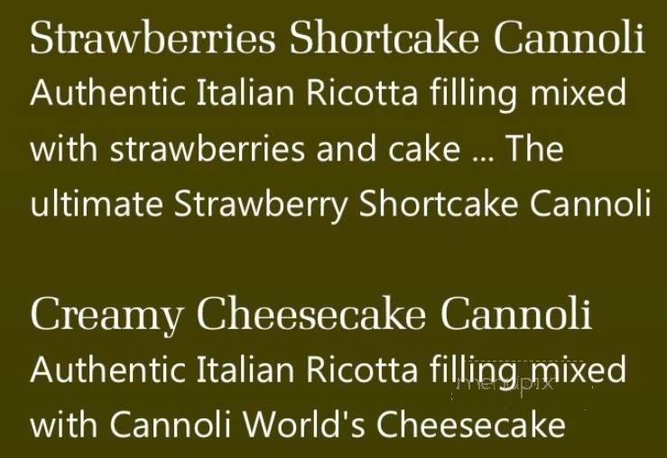 Cannoli World - Hammonton, NJ menu_pic