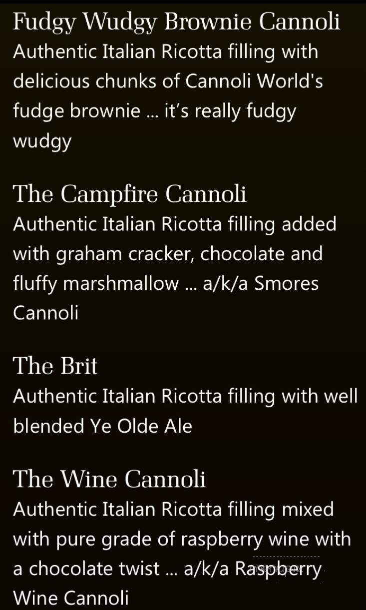 Cannoli World - Hammonton, NJ menu_pic