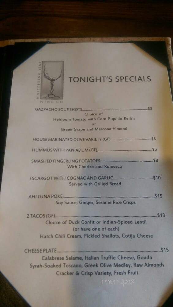Whispering Vine Wine - Reno, NV menu_pic